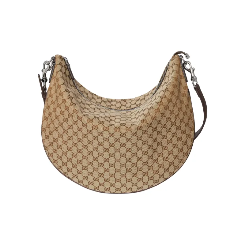GUCCI Canvas Crossbody Bag, Shoulder Bag Tubas Women's Beige & Dark Brown-3