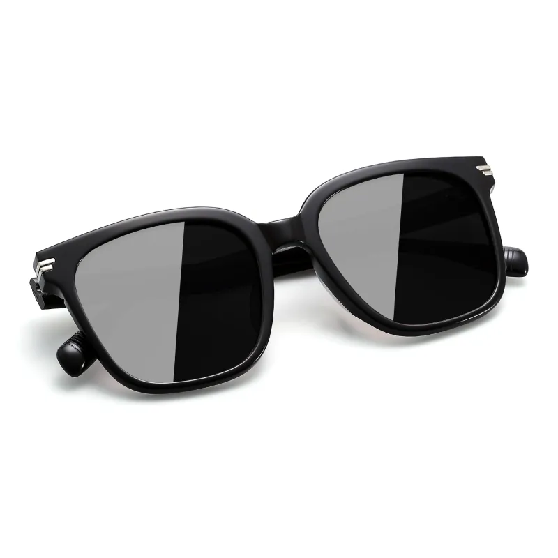 PULAIS Plate Frame Square Sunglasses Men's Black-0