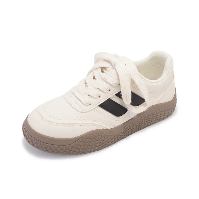 Miss Zhang Anti Slip Wear Resistant Low Top Skateboard Shoes Women's Beige Black-2