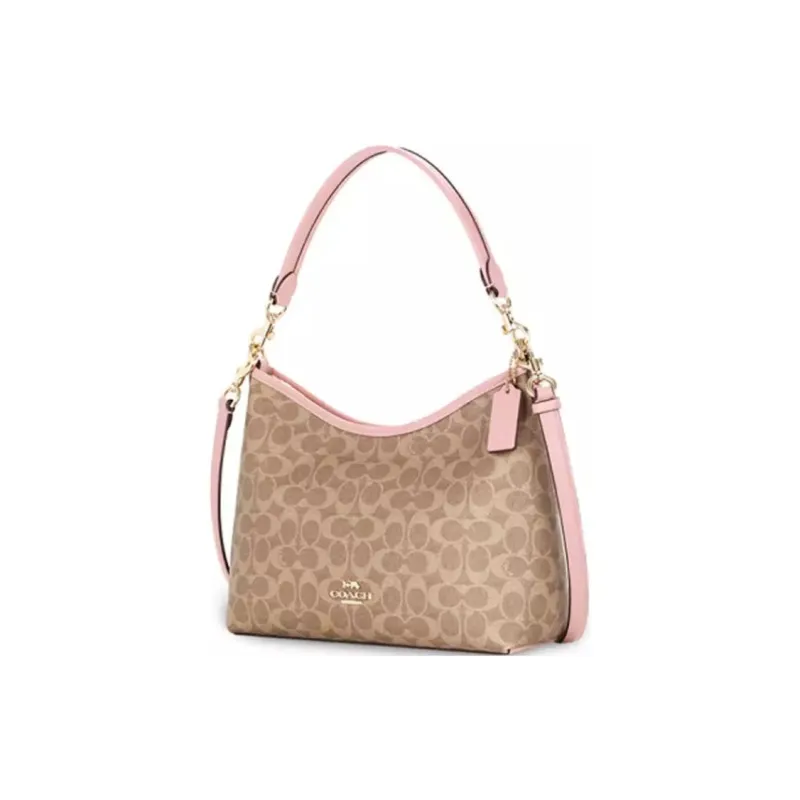COACH PVC Shoulder Bag, Crossbody Bag, Handbag Large Size Women's Tan & Pink-1