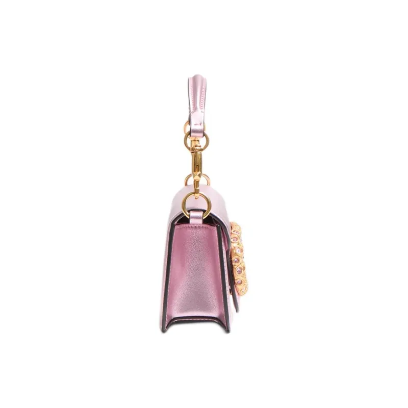 Valentino Locò Calfskin Shoulder Bag Crossbody Bag Handbag Small Size Women's Purple Pink-2