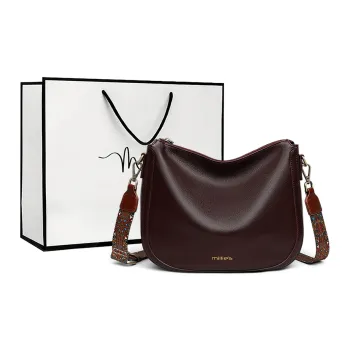 MILLIE'S Cow Leather Patchwork Synthetic Leather Saddle Bag Shoulder Bag Regular Women's Coffee/Black