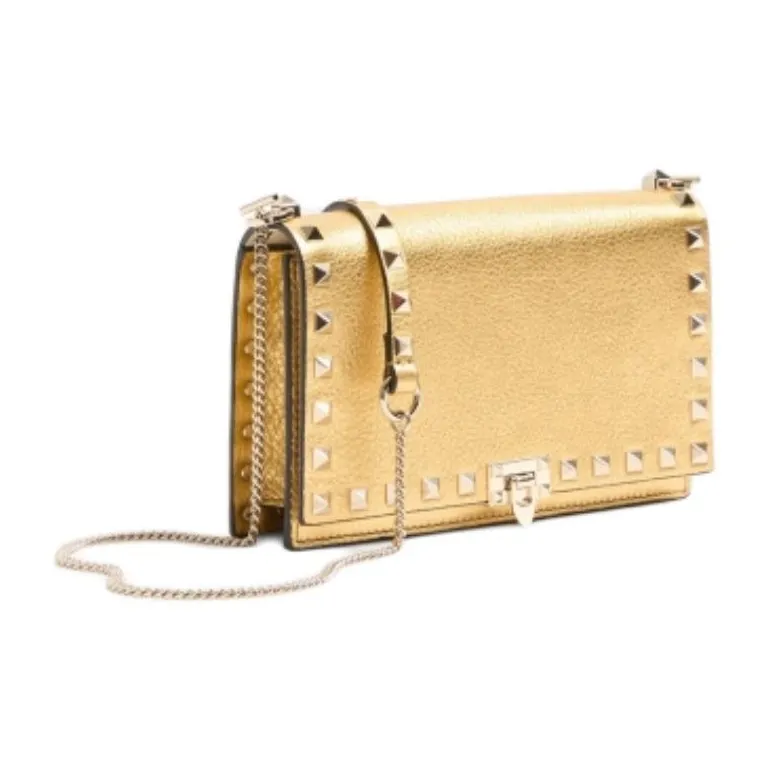 Valentino Grained Calfskin Crossbody Bag Shoulder Bag Women's Gold-1