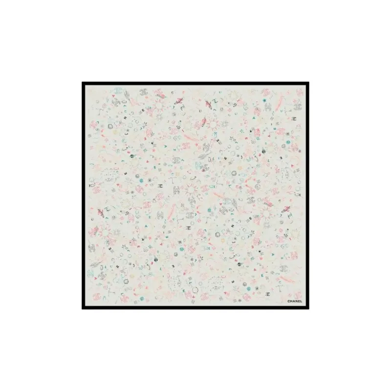 CHANEL Silk Scarves Unisex Ecru-0