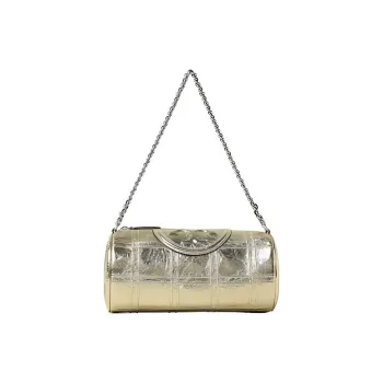 TORY BURCH Fleming Leather Cylinder Bag, Handbag, Shoulder Bag Women's Gold