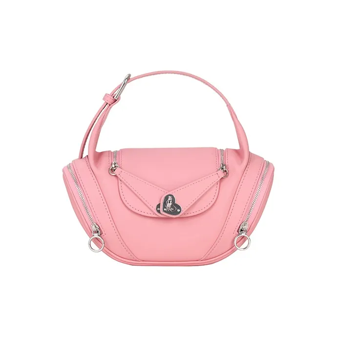 HXXXXS Top Grain Cow Leather Handbag Women's Black/Cookie/Floral Pink-15