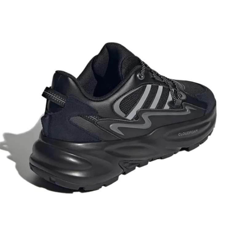 Adidas Ozwave Anti-Slip Wear-Resistant Low-Top Chunky Sneakers Unisex Black Silver-3