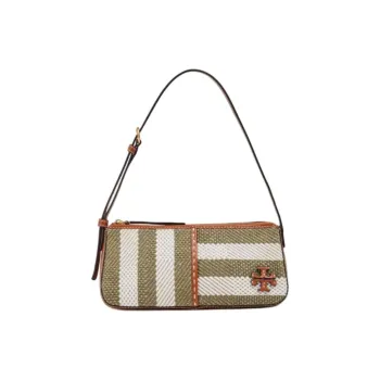 TORY BURCH McGraw Fabric With Cow Leather Shoulder Bag Handbag Shoulder Bag Women's Ivory White & Olive Green