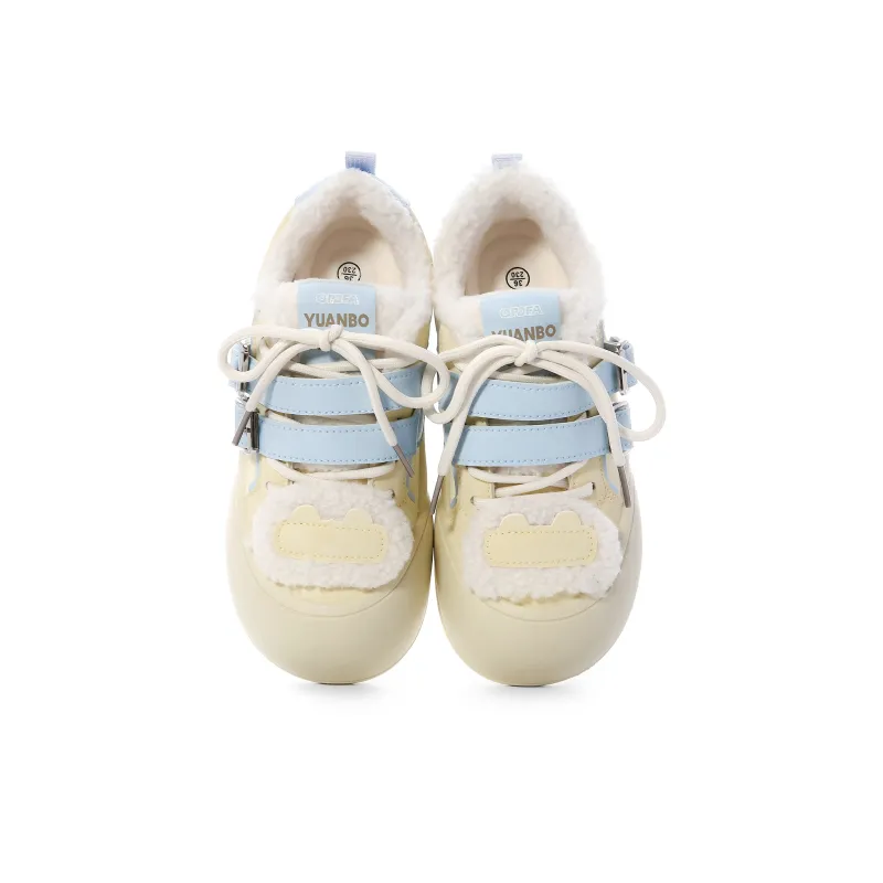 Lovely You Thermal Lightweight Slip Resistant Low Top Skateboard Shoes Women's Yellow Blue-3