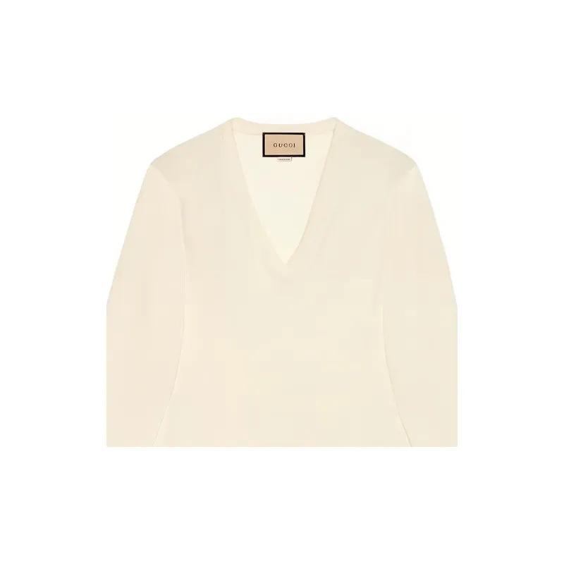 GUCCI V Neck Logo Embroidered Knit Sweater-3