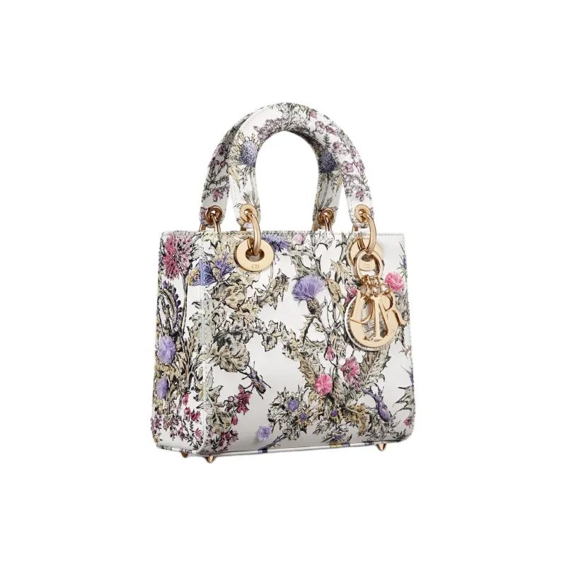 DIOR Lady Dior Sheepskin Lady Dior Bag, Shoulder Bag, Crossbody Bag, Handbag Trumpets Women's Milk White & Multicolor-2