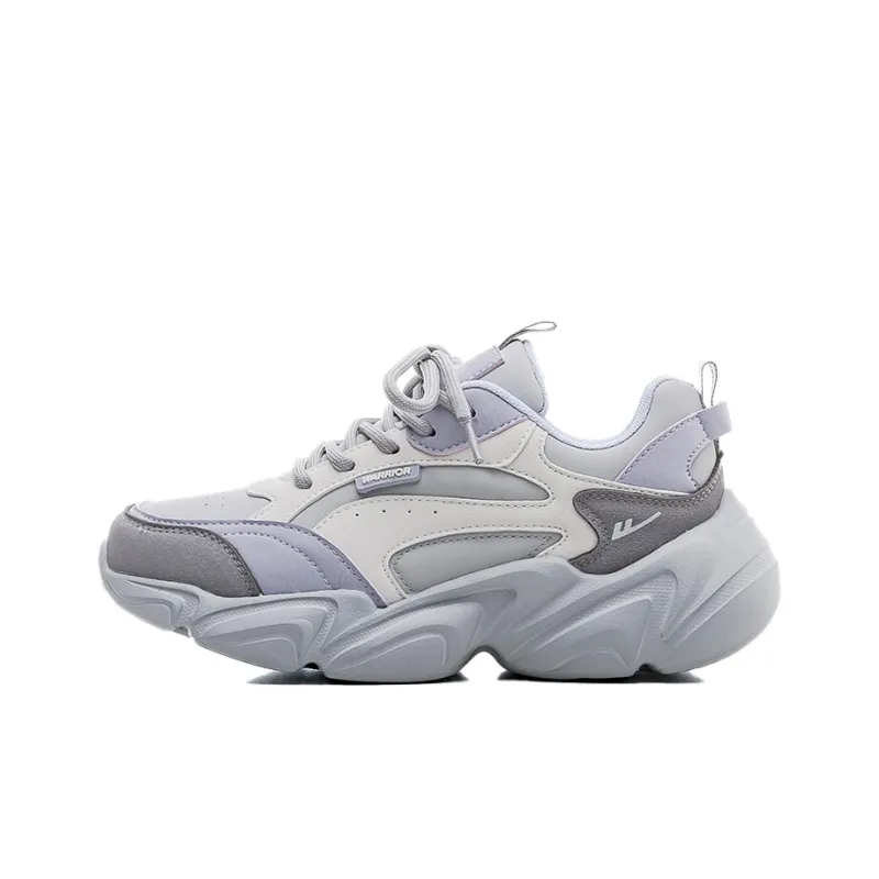 Warrior Abrasion Resistant Coverage Lightweight Low Top Chunky Sneakers Women's Gray Beige Purple-0