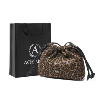 AOKANG Fabric, Synthetic Leather Cloud Bag, Bucket Bag, Shoulder Bag Small Size Women's Classic Black/Mocha