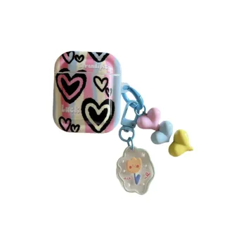 Baohuguang Compatible With AirPods 2/pro/1 TPU Korean Urban Chic Style Multicolor Heart Fully Enclosed Headphone Cases