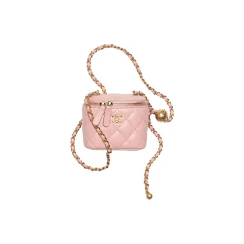 CHANEL Sheepskin Box Bag, Makeup Bag, Shoulder Bag, Crossbody Bag Trumpets Women's Cherry Blossom Pink