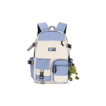 Wenpercy Nylon Student Backpack Regular Unisex Blue White/Gray White/Black White/Black