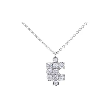 ICEWALD 925 Sterling Silver Gold Plated Diamond DIY Stamp Character Necklaces Unisex Silver