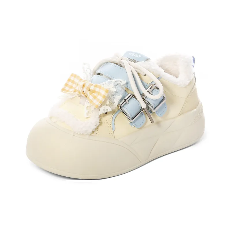 Lovely You Thermal Lightweight Slip Resistant Low Top Skateboard Shoes Women's Yellow Blue-7