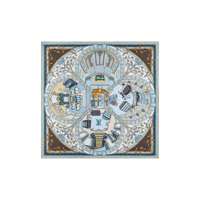 LOUIS VUITTON Silk Silk Scarves Women's Blue-0