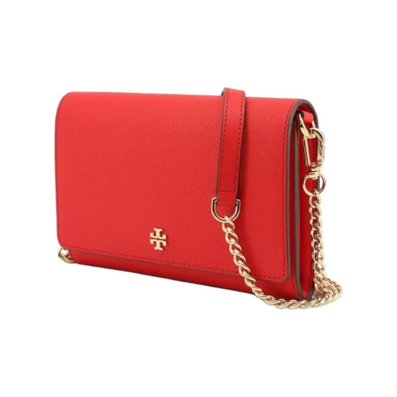 TORY BURCH Emerson Cow Leather Crossbody Bag, Shoulder Bag Women's Red-1