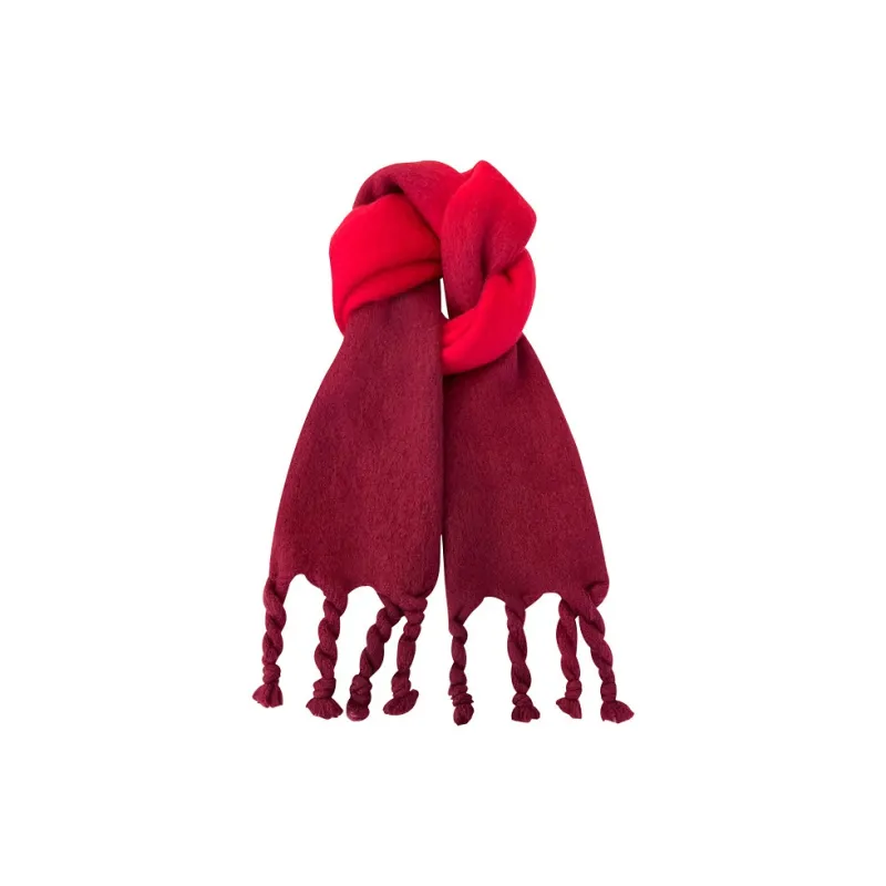 PISHUSHU Polyester Knit Scarves Unisex Red Pink Coffee Gray Green Blue-0