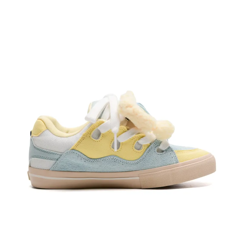 OAOQ Low-Top Skateboard Shoes Unisex White Yellow Blue-78