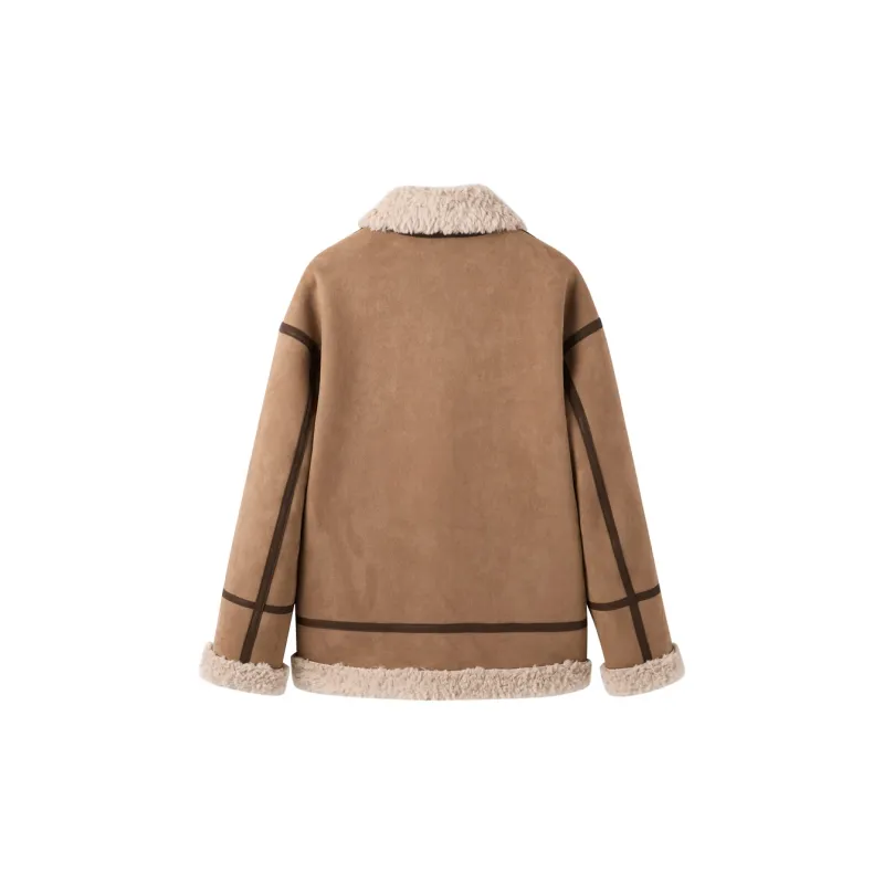 LEDIN Velvet feel Coat Women's Burnt Tea Brown-1