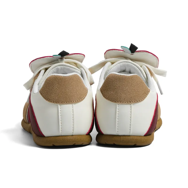HUANQIU Anti Slip And Wear Resistant Lightweight Low Top Skateboard Shoes Women's Beige Burgundy-6