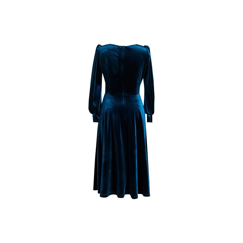 ROEYSHOUSE Long Sleeved Dresses Women's Peacock Blue-1
