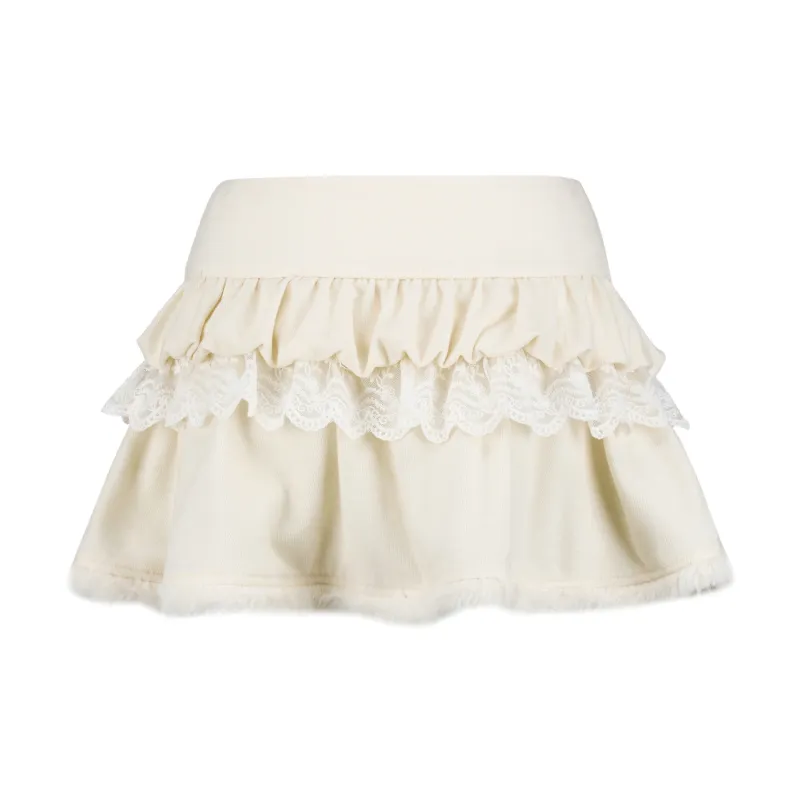 AYF Casual Short Skirts Women's Vanilla Beige Apricot-1