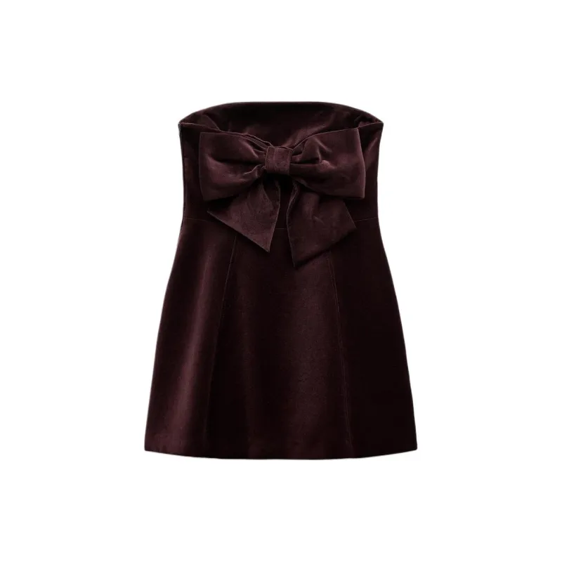 ZARA Trf Sleeveless Dress Women's Red-1