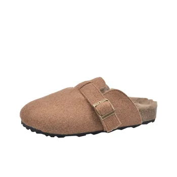 CHERRY&KALIKA Fuzzy Abrasion Resistant Slip Resistant Closed Toe Slippers Women's