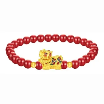 KING TAI SANG Gold Awakening Lion Hard Gold Solid Gold Fixed Price Bracelets Unisex