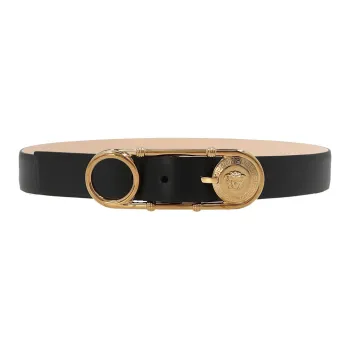 VERSACE Calfskin Leather Belts Women's Black 