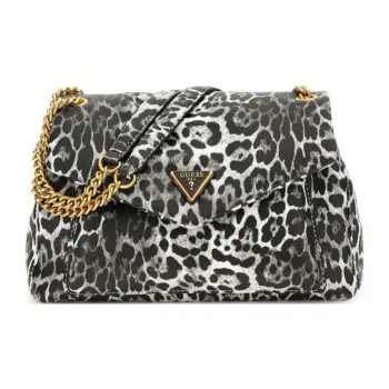 GUESS Faux Leather Handbag Shoulder Bag Women's Black & White