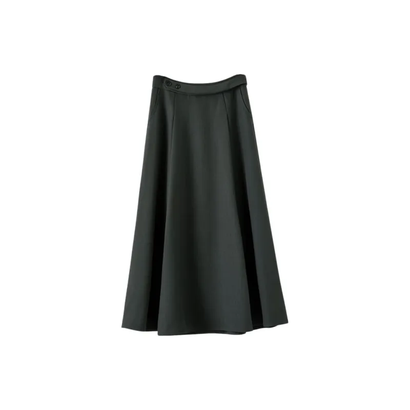 Late White Casual Long Skirt Women's Dark Gray-2