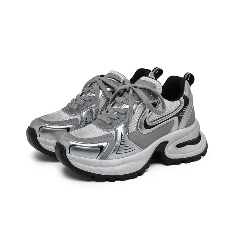 ΛOLUNKΛ Low Top Chunky Sneakers Unisex Silver-7