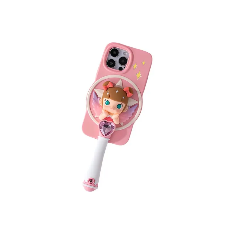 POP MART Silicone+PVC+Acrylic Material Cute Phone Cases Compatibility With IPhone 15 Pro Max/iPhone 14 Pro Max Girlish-1