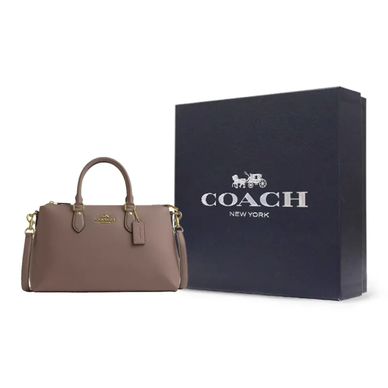 COACH Delicate Pebbled Leather Shoulder Bag Crossbody Bag Handbag Large Size Women's Dark Stone Color-6