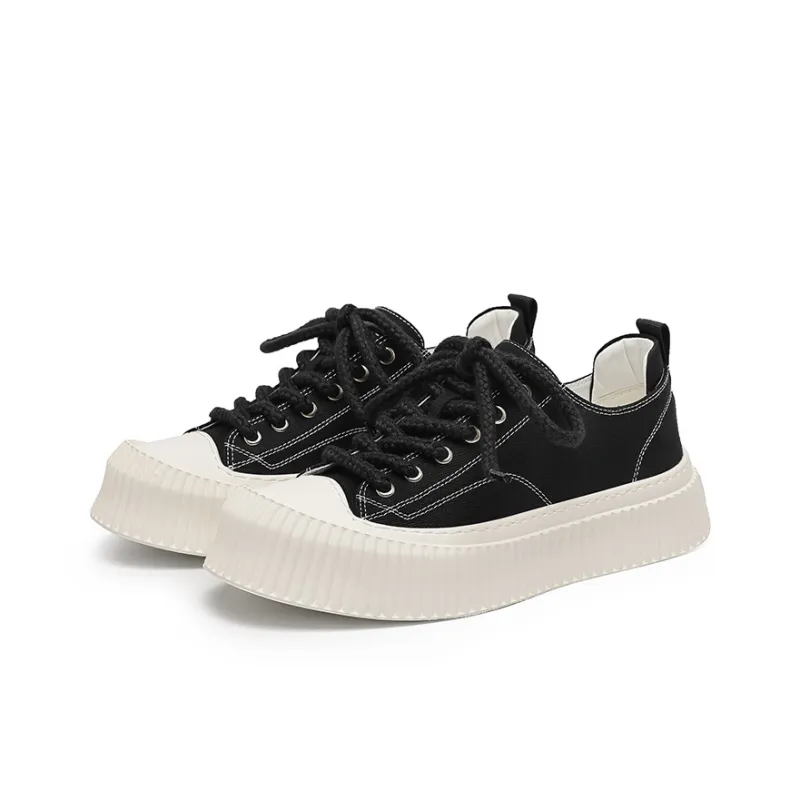 ΛOLUNKΛ Abrasion Resistant Slip Resistant Low Top Canvas Shoes Unisex Black-5