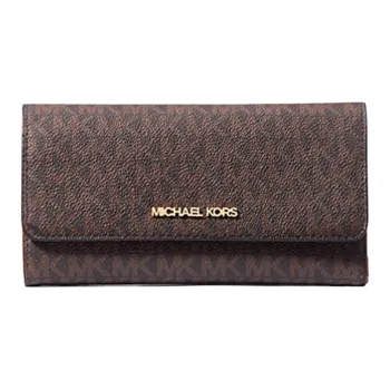MICHAEL KORS Jet Set Travel Coated Canvas Wallet Large Size Women's Brown