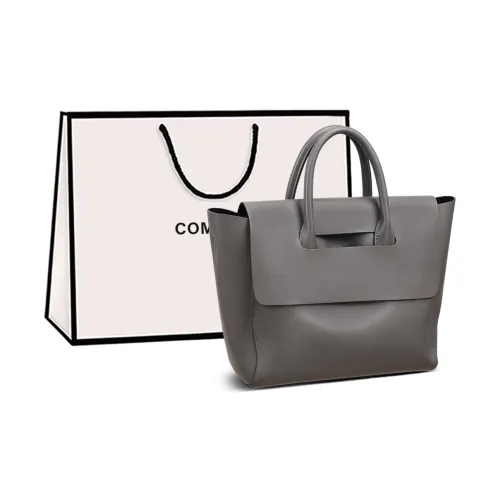 COMELY Cow Leather Bonded Synthetic Leather Tote Handbag Shoulder Bag Crossbody Bag Medium Size Women's Gray