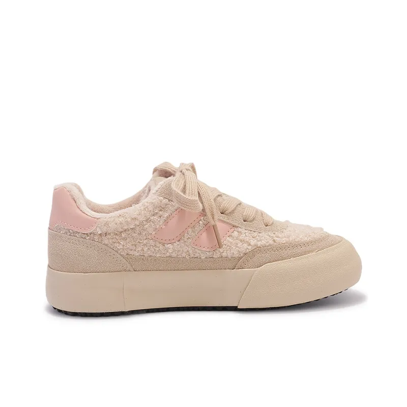 SNXR Warm Anti Slip And Wear Resistant Low Top Skateboard Shoes Women's Beige Pink-1