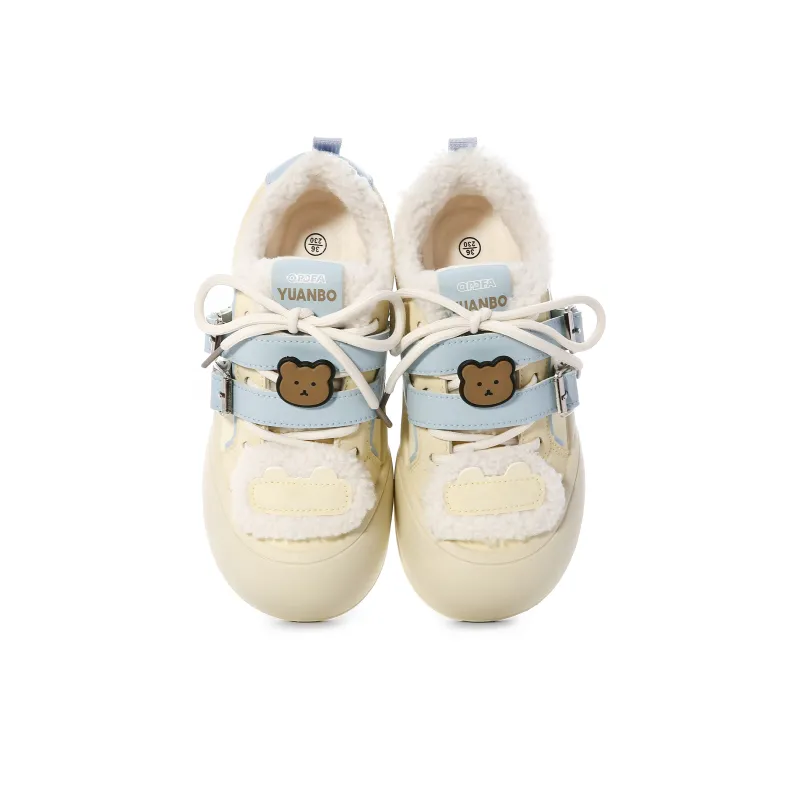 Lovely You Thermal Lightweight Slip Resistant Low Top Skateboard Shoes Women's Yellow Blue-21