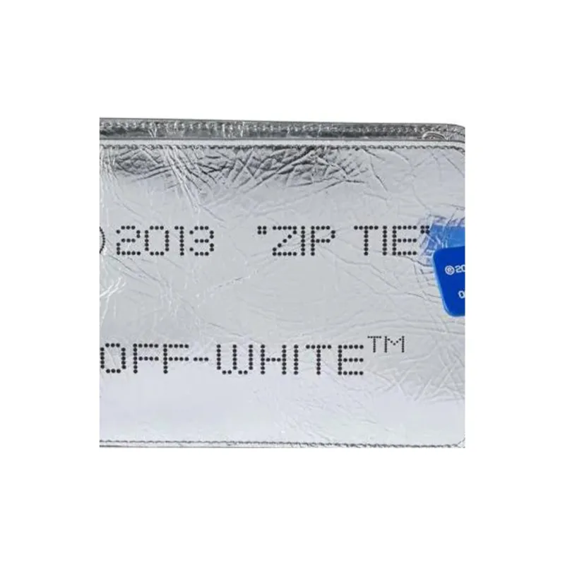 OFF WHITE Calfskin Card Holder Wallet Medium Size Women's Silver-2