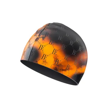 BALNEAIRE Swimming Caps Silicone Men's Black Orange