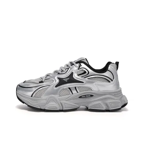 PAUL FRANK Anti Slip And Wear Resistant Height Increasing Low Top Chunky Sneakers Men's Silver