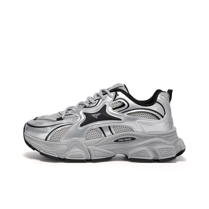 PAUL FRANK Anti Slip And Wear Resistant Height Increasing Low Top Chunky Sneakers Men's Silver-0