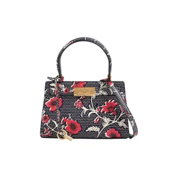 TORY BURCH Lee Radziwill Cow Leather Shoulder Bag, Crossbody Bag, Handbag Women's Red Vintage Relief Print
