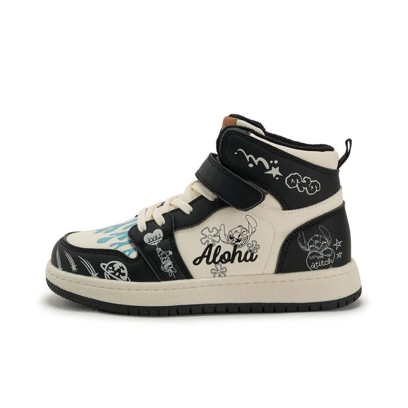 Disney Stitch Series Slip-Resistant Anti-Kick Cushioning Rebound Warm High-Top Kids' Skateboarding Shoes Kids'-1